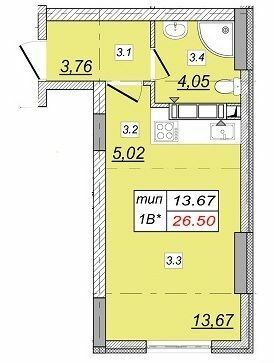 Смарт 26.5 м² в ЖК Шевченківський квартал від 25 000 грн/м², Київ