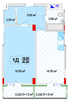 1-комнатная 47.3 м² в ЖК Кузьминский 2 от 28 000 грн/м², Киев