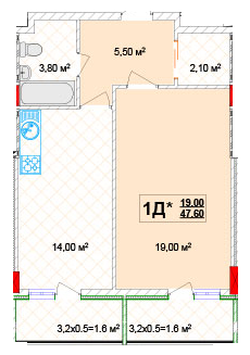 1-кімнатна 47.6 м² в ЖК Кузьмінський 2 від 22 500 грн/м², Київ