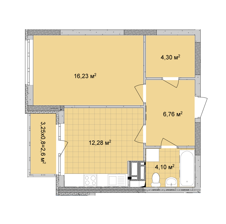 1-кімнатна 46.27 м² в ЖК Традиція від 31 650 грн/м², Київ