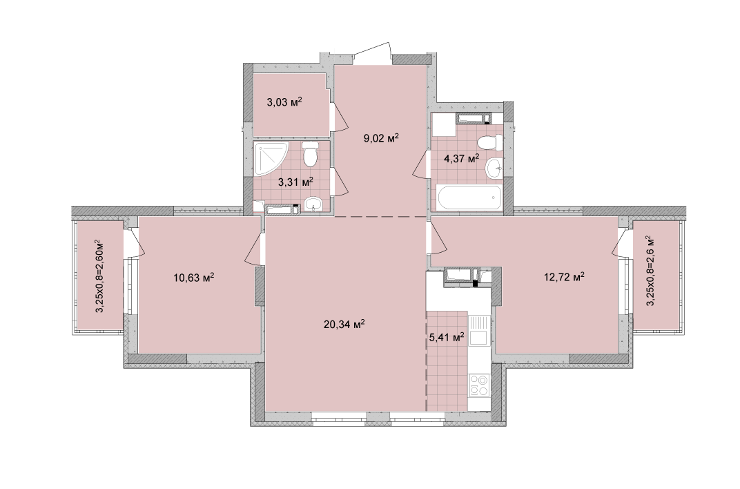 2-кімнатна 74.03 м² в ЖК Традиція від 30 700 грн/м², Київ