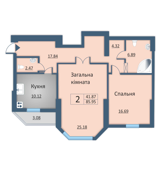 2-кімнатна 85.95 м² в ЖБ на вул. Каунаська, 2А від 19 500 грн/м², Київ
