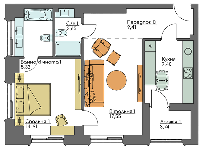 2-кімнатна 63.99 м² в ЖК Resident Concept House від 68 900 грн/м², Київ