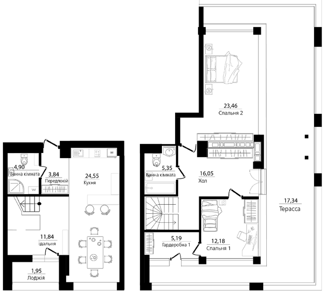 Дворівнева 126.16 м² в ЖК Philadelphia Concept House від 98 050 грн/м², Київ