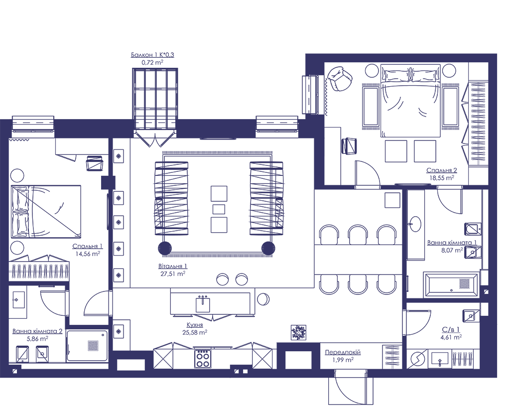3-комнатная 108.04 м² в ЖК SAGA City Space от 109 494 грн/м², Киев