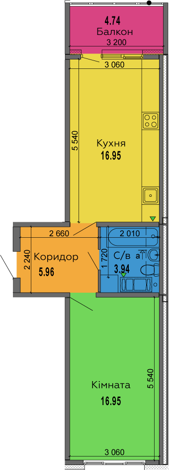 1-кімнатна 48.54 м² в ЖК LaLaLand від 32 000 грн/м², Київ