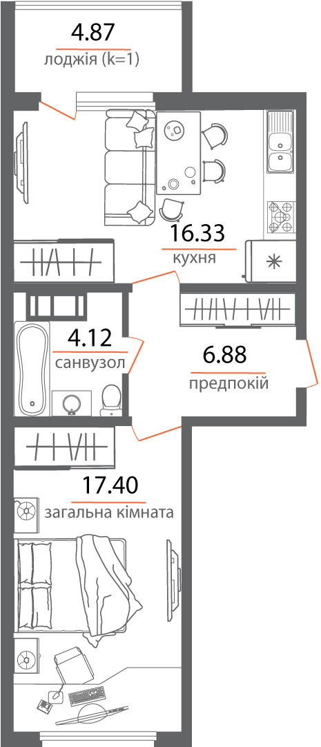 2-кімнатна 49.6 м² в ЖК Welcome Home на Стеценка від 23 700 грн/м², Київ