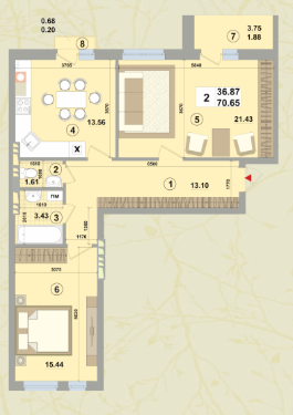 2-комнатная 70.65 м² в ЖК Forest Park от застройщика, Киев