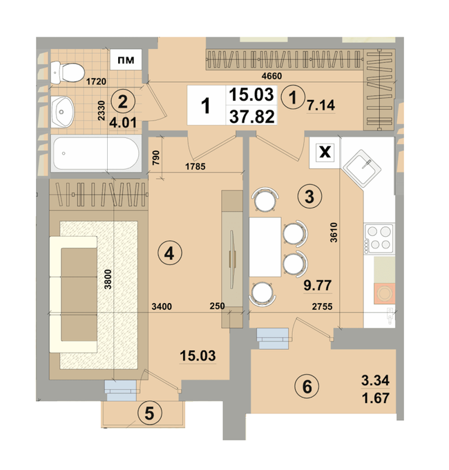 1-комнатная 37.82 м² в ЖК Forest Park от 21 000 грн/м², Киев