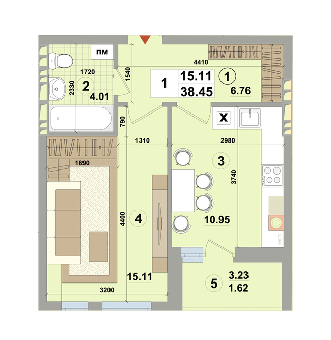 1-комнатная 38.45 м² в ЖК Forest Park от 21 000 грн/м², Киев