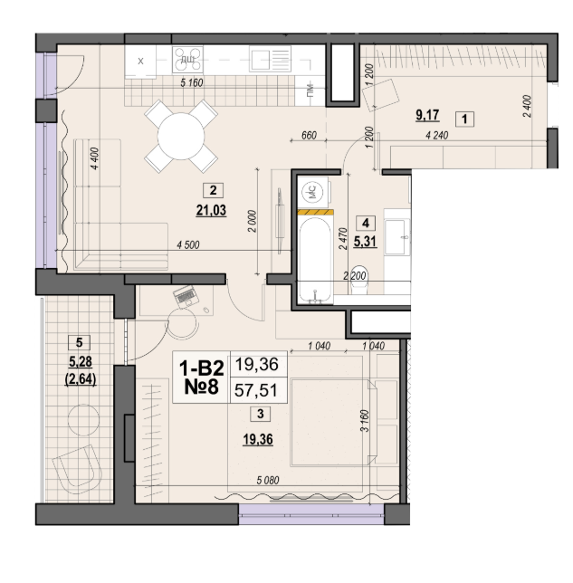 1-комнатная 57.51 м² в ЖК Клубный от 28 000 грн/м², Киев