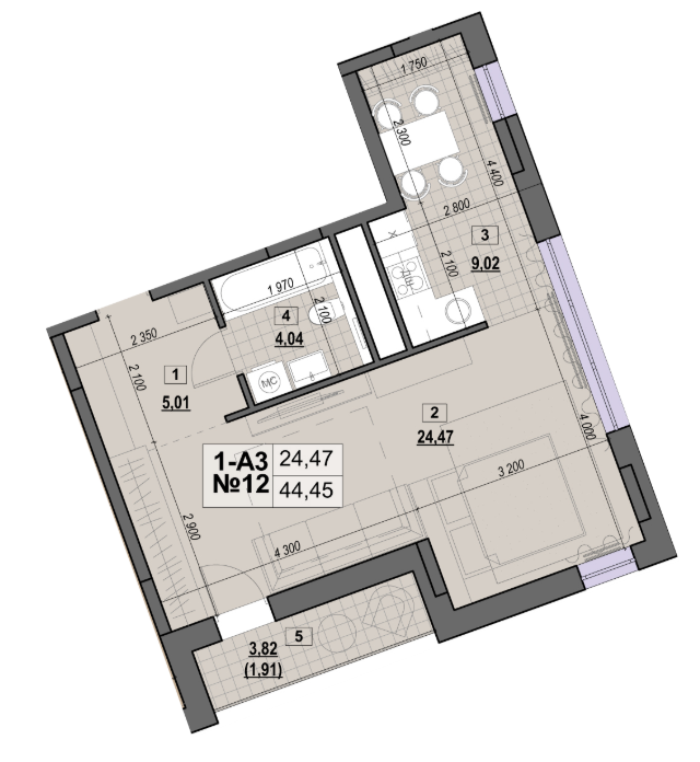 1-комнатная 44.45 м² в ЖК Клубный от 28 500 грн/м², Киев