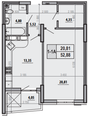 1-комнатная 52.88 м² в ЖК Русановская Гавань от 34 500 грн/м², Киев