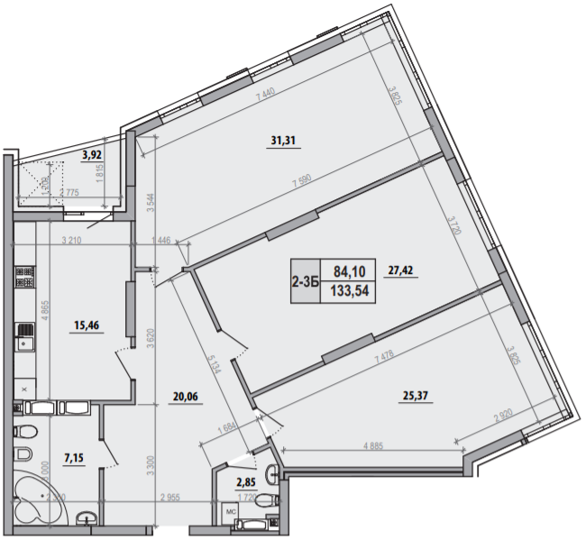 3-кімнатна 133.54 м² в ЖК Русанівська Гавань від 36 000 грн/м², Київ