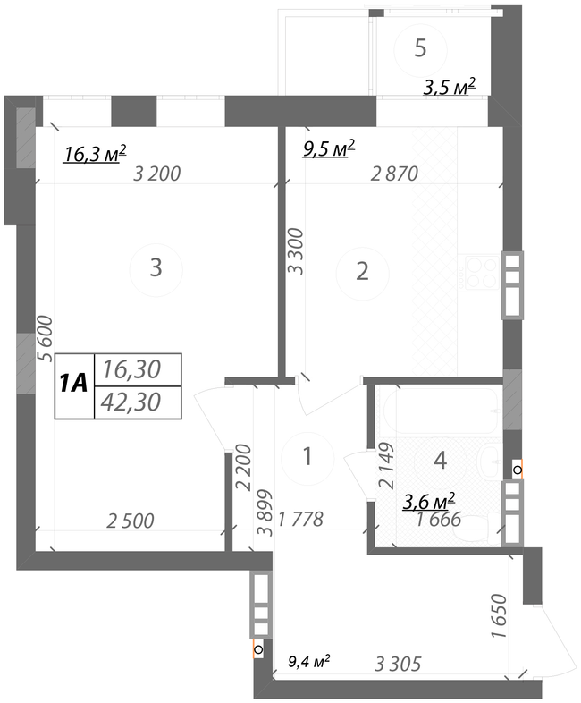 1-кімнатна 42.3 м² в КБ Podilsky від забудовника, Київ