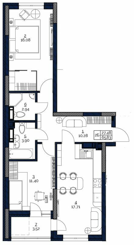 2-кімнатна 65.83 м² в ЖК POLARIS Home&Plaza від 22 153 грн/м², Київ