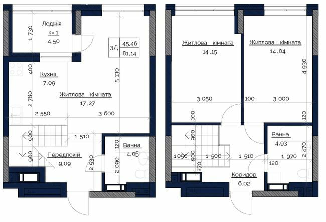 Двухуровневая 81.14 м² в ЖК POLARIS Home&Plaza от 42 809 грн/м², Киев