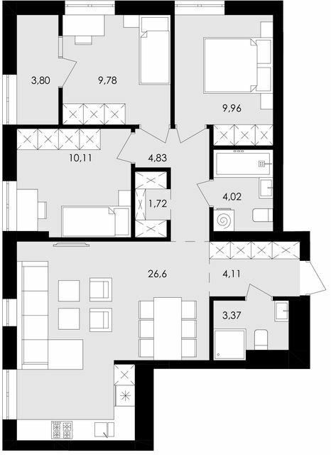 3-комнатная 78.3 м² в ЖК Avalon Flex от 21 000 грн/м², Львов