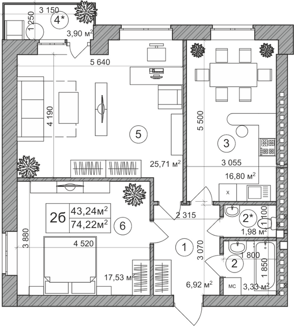 2-комнатная 74.22 м² в КД Greenwood от 29 400 грн/м², Киев