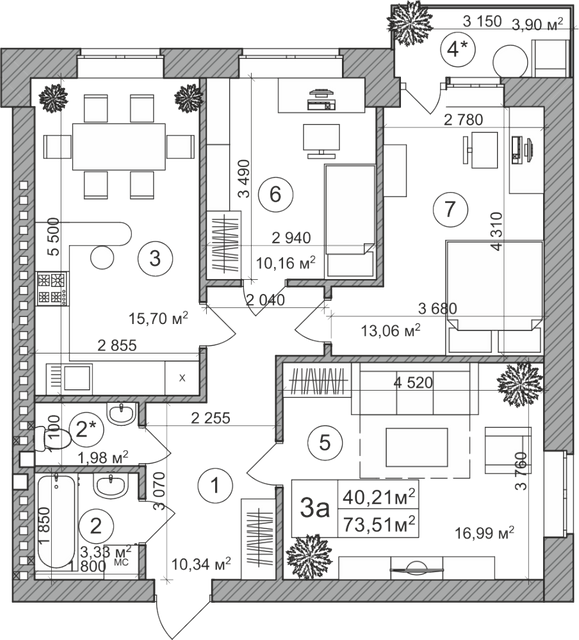 3-комнатная 73.51 м² в КД Greenwood от 27 850 грн/м², Киев