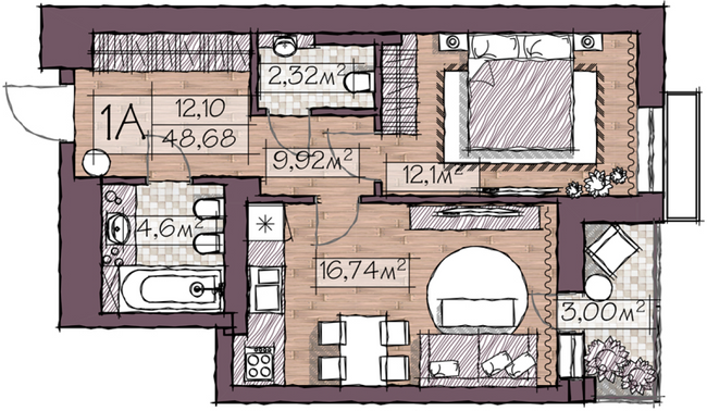 1-комнатная 48.68 м² в КД Concordia от 43 700 грн/м², Киев