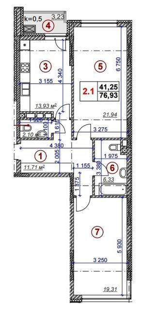 2-комнатная 76.93 м² в ЖК Ярославов Град от 58 190 грн/м², Киев