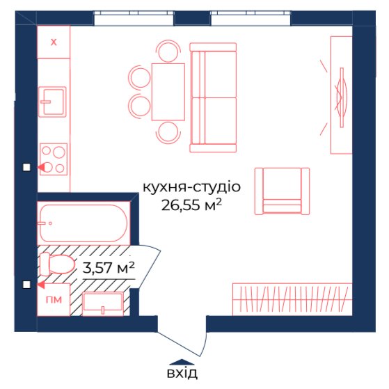 Студия 30.12 м² в КД Liverpool House от 29 100 грн/м², Киев