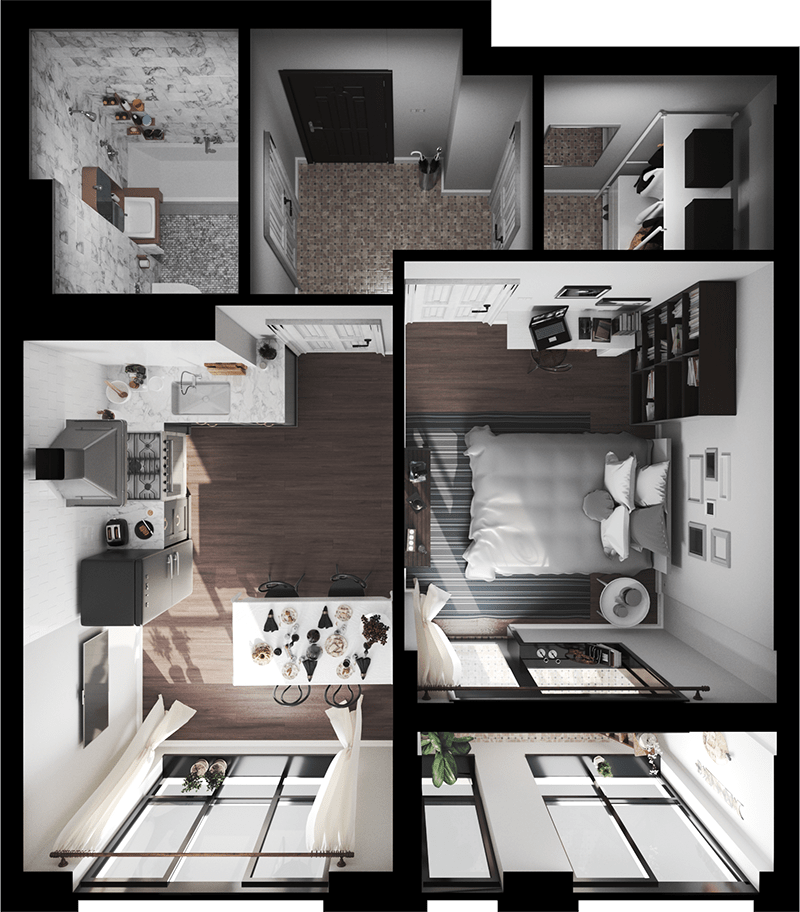 1-кімнатна 42.93 м² в ЖК Сучасний квартал від 23 300 грн/м², Київ