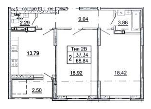 2-комнатная 68.84 м² в ЖД просп. Отрадный, 2 (просп. Комарова, 1) от 30 000 грн/м², Киев