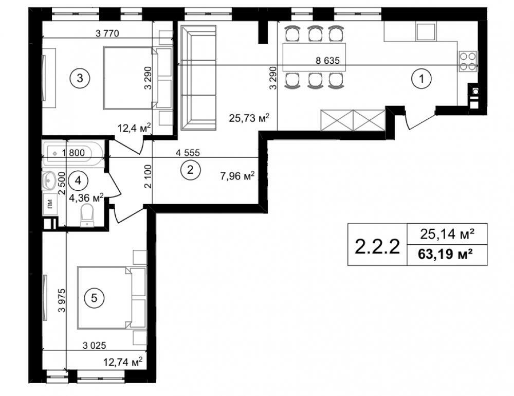 2-комнатная 63.19 м² в ЖК Struetinsky Residence от 76 800 грн/м², Киев