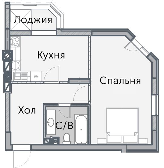 1-комнатная 46.12 м² в КД На Радистов от 27 000 грн/м², Киев