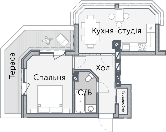 1-кімнатна 54.83 м² в КБ На Радистів від 27 000 грн/м², Київ