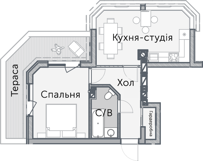 1-комнатная 54.83 м² в КД На Радистов от 27 000 грн/м², Киев