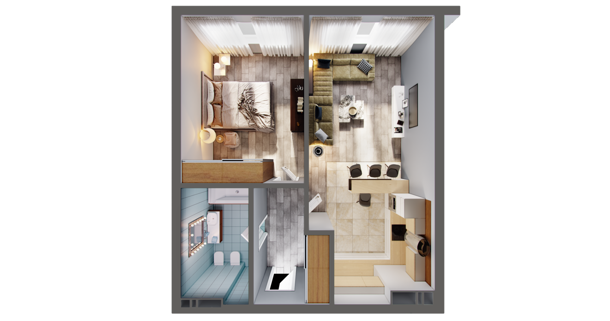 1-комнатная 52.14 м² в ЖК Greenville Park от 51 900 грн/м², Киев