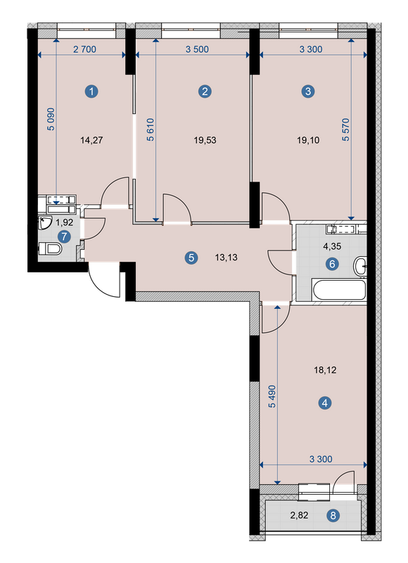 3-комнатная 93.24 м² в ЖК Campus от 23 800 грн/м², Киев