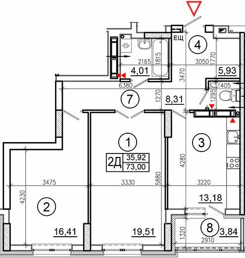 2-кімнатна 73 м² в ЖК Еврика від забудовника, Київ