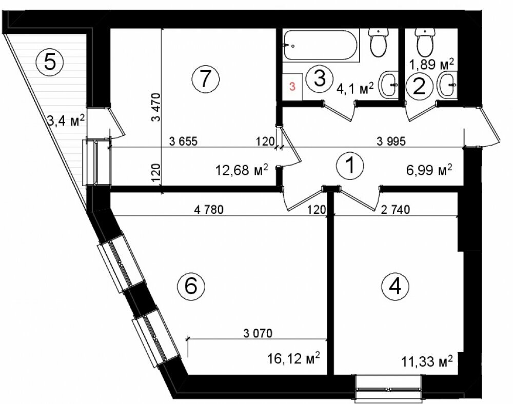 2-кімнатна 54.5 м² в ЖК Козацький Гай від 28 250 грн/м², Київ