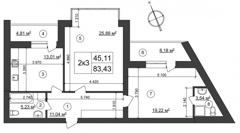 2-комнатная 84 м² в ЖК Сырецкий парк от 33 050 грн/м², Киев