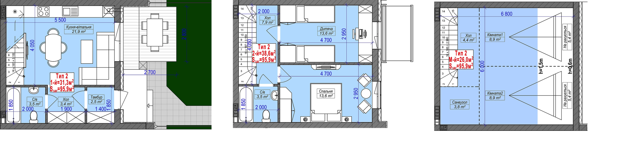 Таунхаус 95.9 м² в КП на ул. Владимирская (Красного пахаря), 3 от застройщика, с. Святопетровское