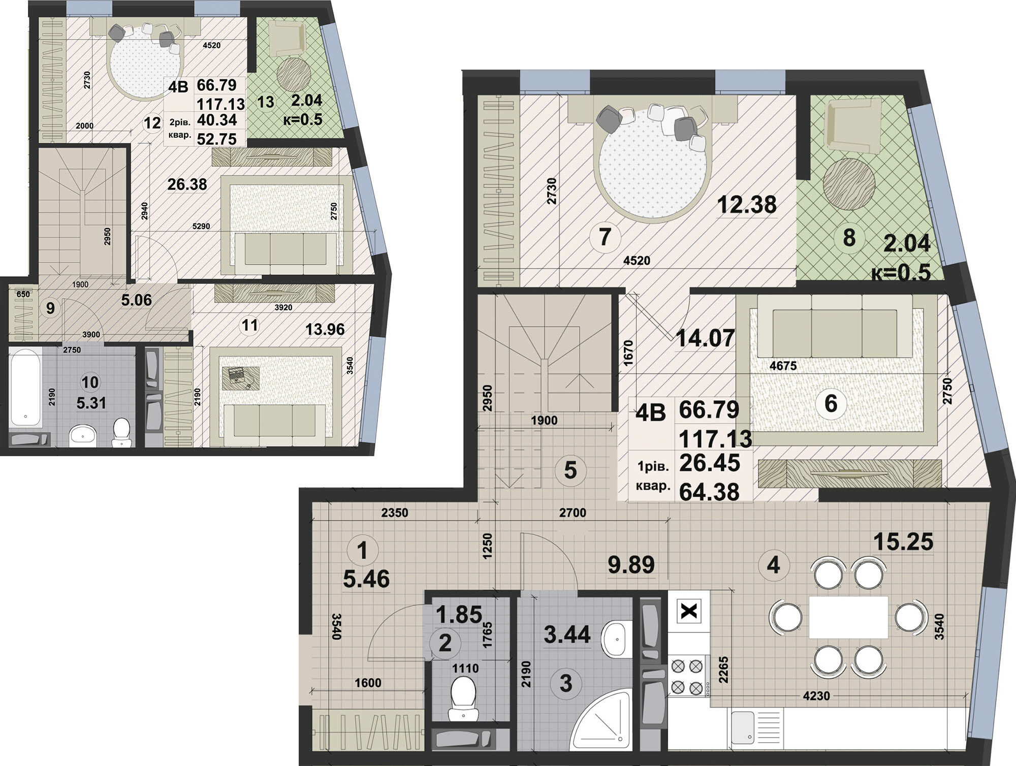 Двухуровневая 117.13 м² в ЖК Paradise Avenue от 22 000 грн/м², с. Крюковщина