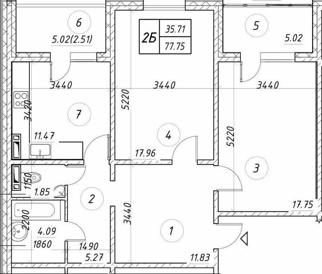 2-комнатная 77.75 м² в ЖК Ярославичи-2 от 15 750 грн/м², г. Вышгород