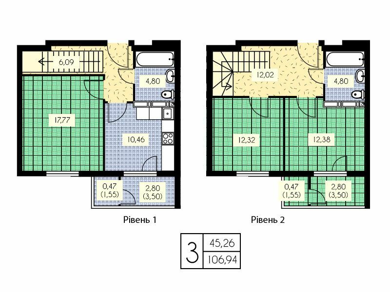 Дворівнева 106.94 м² в ЖК Набережний від 15 650 грн/м², м. Вишгород