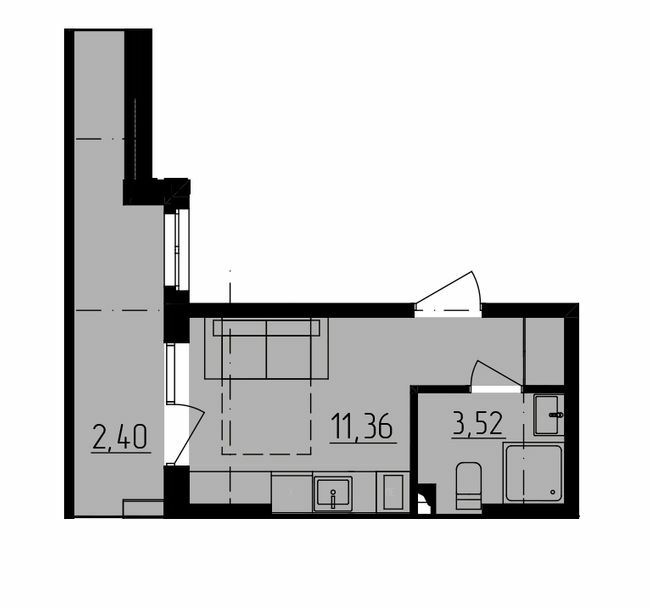 1-комнатная 17.28 м² в ЖК Be the One от 32 100 грн/м², Киев