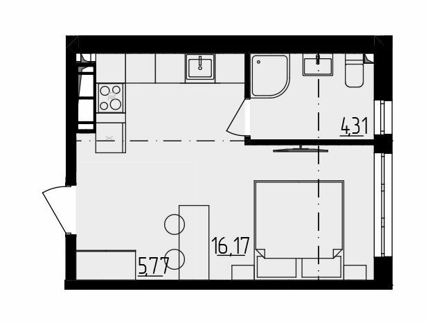 1-комнатная 20.13 м² в ЖК Be the One от 32 100 грн/м², Киев