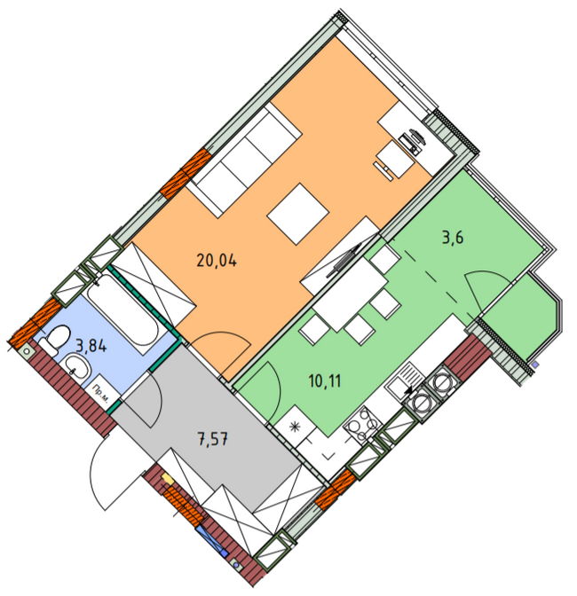 1-кімнатна 45.16 м² в ЖК На Прорізній від 23 000 грн/м², смт Гостомель