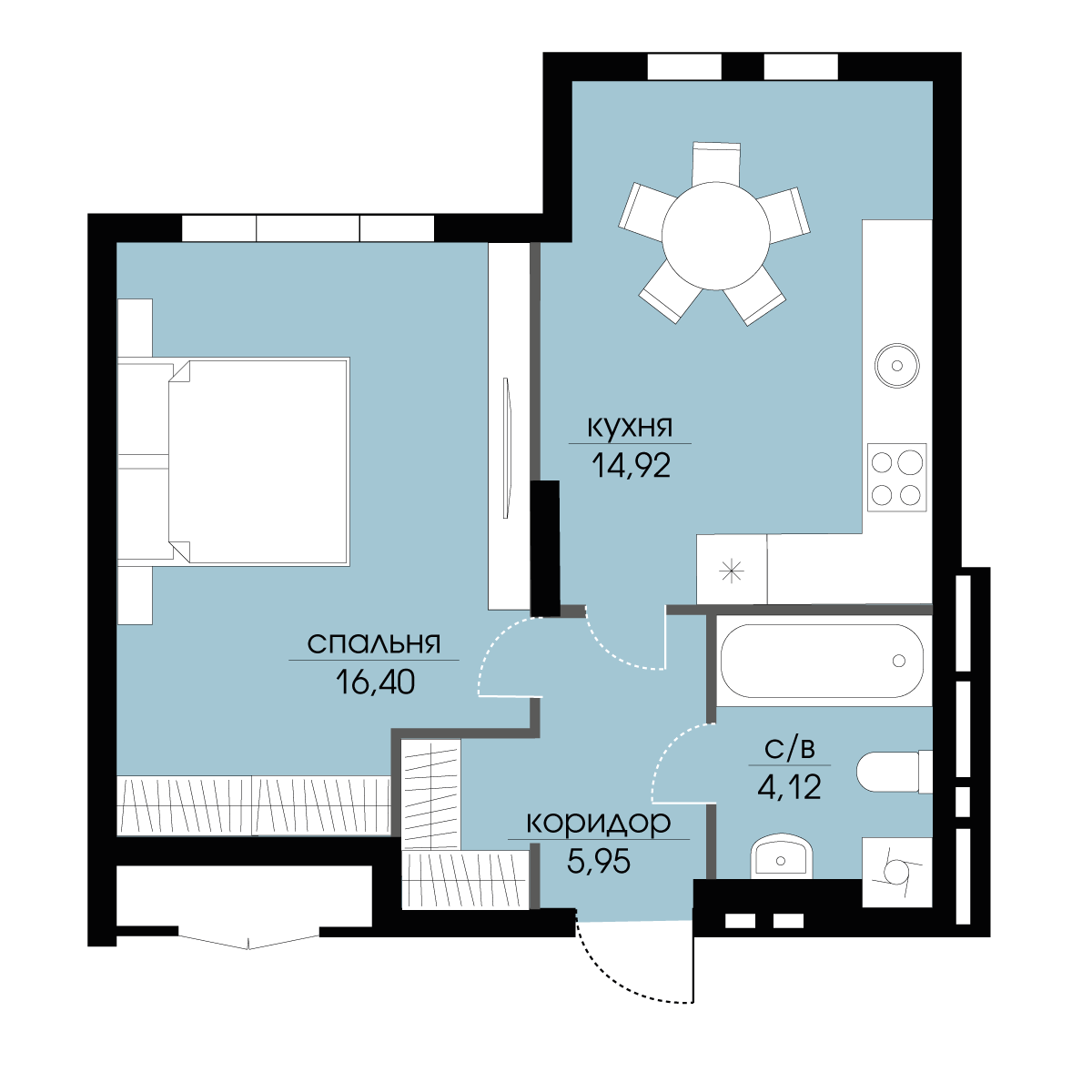 1-кімнатна 41.39 м² в ЖК Echo Park 2 від 35 000 грн/м², с. Петропавлівська Борщагівка