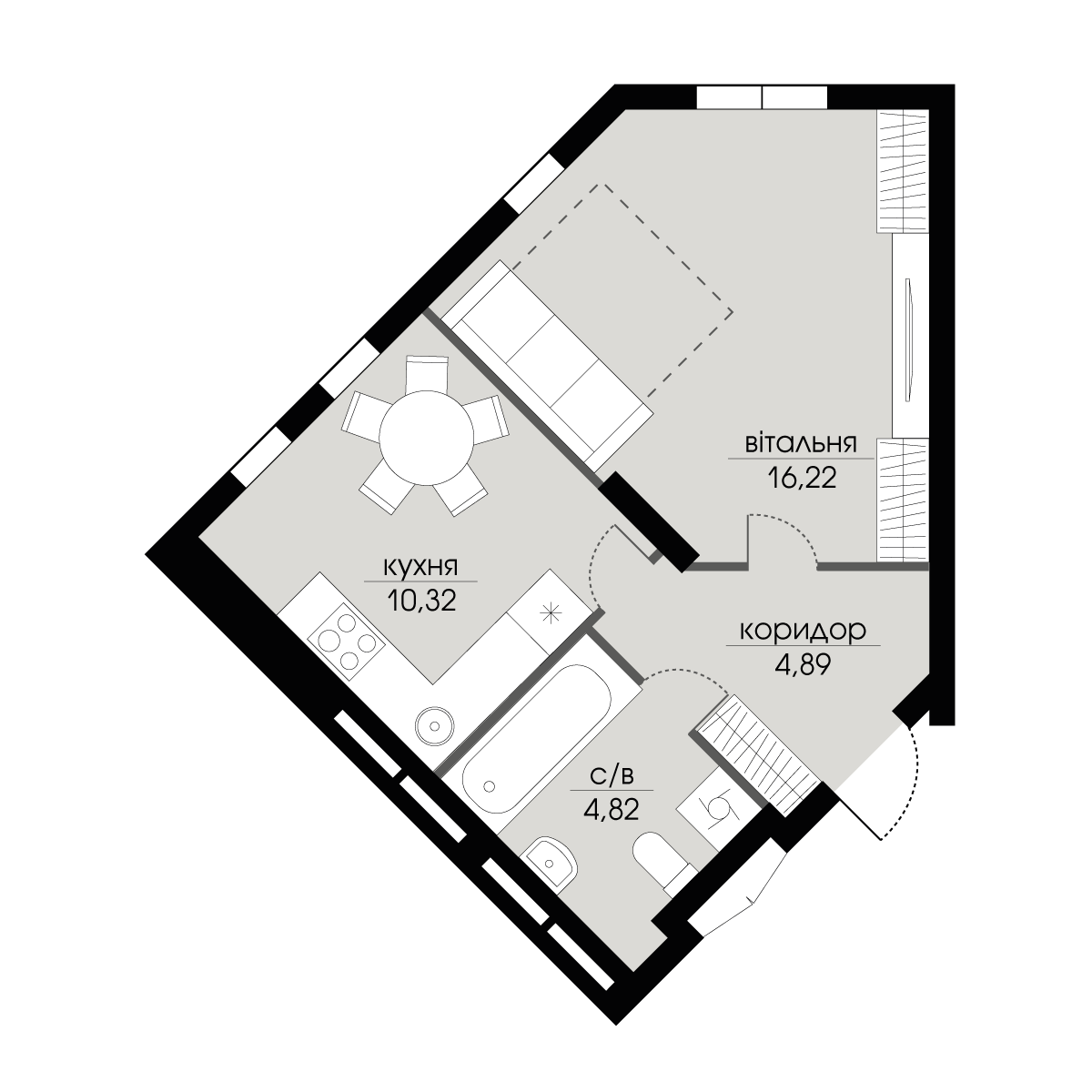 1-кімнатна 36.25 м² в ЖК Echo Park 2 від 35 000 грн/м², с. Петропавлівська Борщагівка