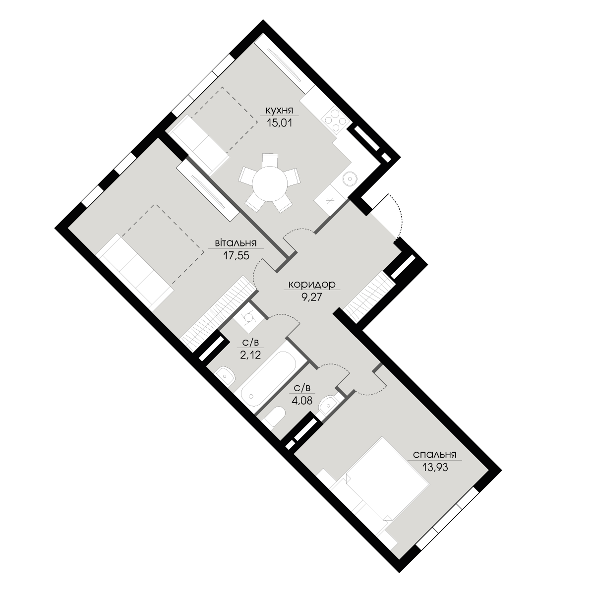 2-кімнатна 61.96 м² в ЖК Echo Park 2 від 35 000 грн/м², с. Петропавлівська Борщагівка