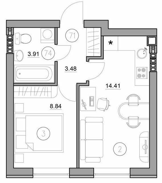 1-комнатная 30.64 м² в ЖК Уютный (ул. Сечевая, 31) от 19 700 грн/м², с. Софиевская Борщаговка