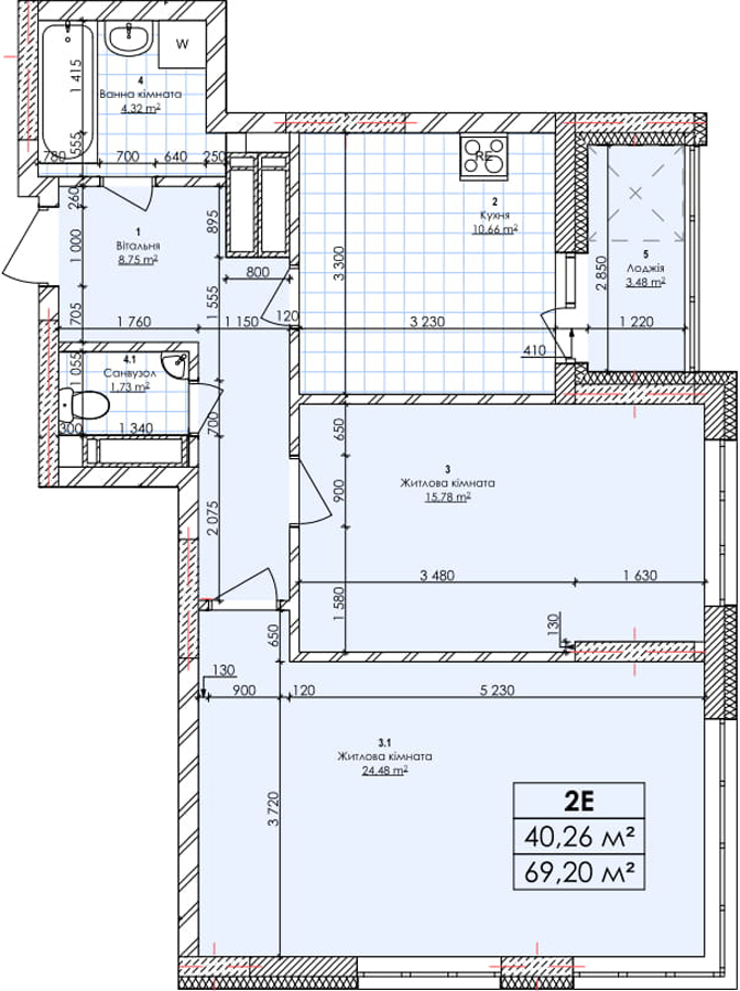 2-кімнатна 69.2 м² в ЖК Бережанський від забудовника, Київ
